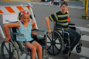 Wheel chair races down Main Street Centuria was a new event this year
