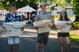 Helping set up the Memory Days toilet bowl relay was Jarett Malluege, Centuria's Grand Ambassador Anthony Connolly, and Centuria Ambassaor Payton Kelch. Helping with community activities is something both Ambassadors are excited about doing this year